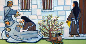 Klara plejer den syge Frans (300x153)